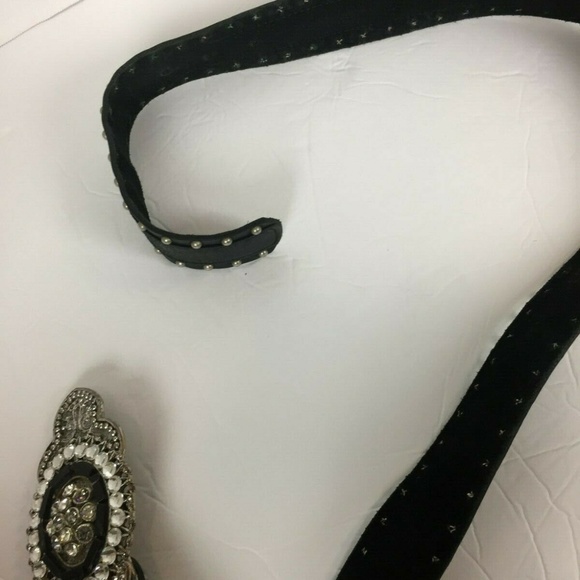Black Women\'s Sequin Leather  Belt  6194 Size 34 main image 7